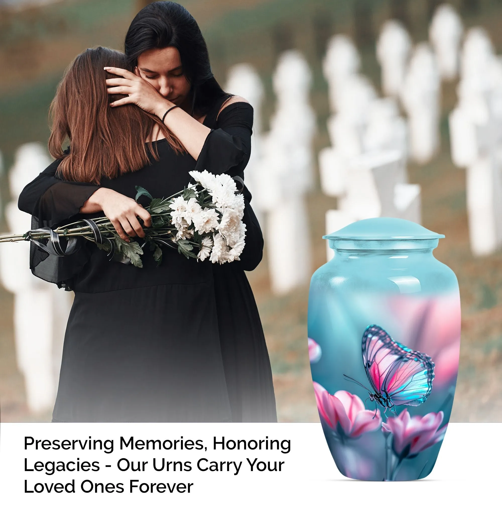 Butterfly Embrace: Tranquil Funeral Burial Urn for Human Ashes