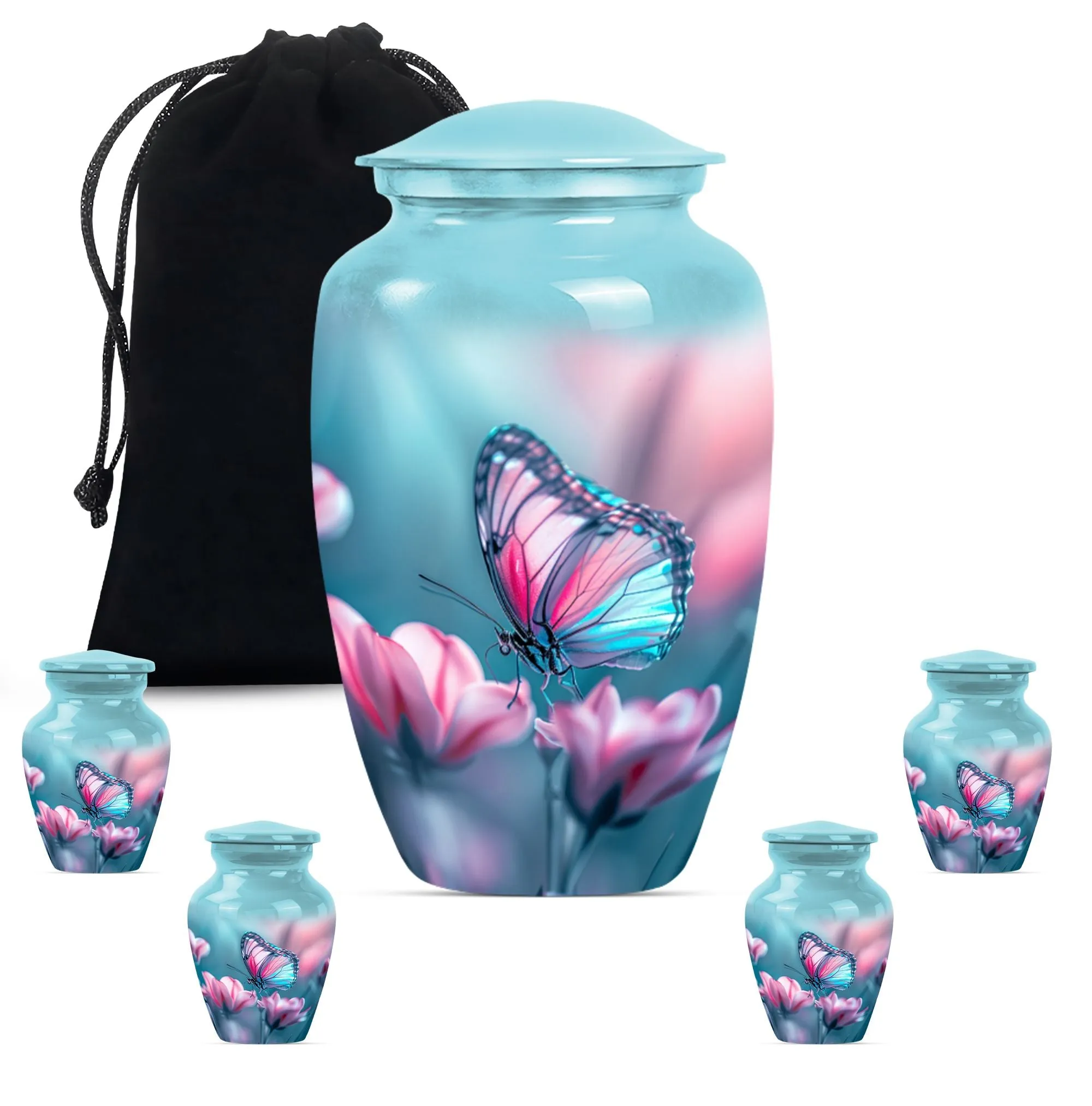 Butterfly Embrace: Tranquil Funeral Burial Urn for Human Ashes