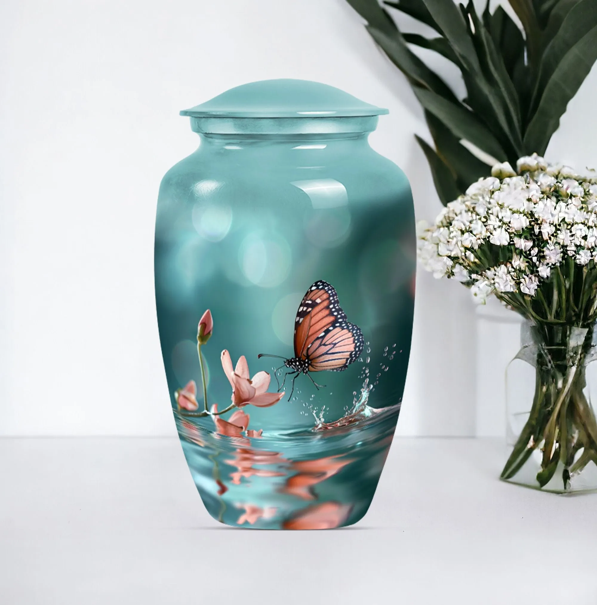 Butterfly Harmony in Purple Meadow: A Classic Cremation Urn