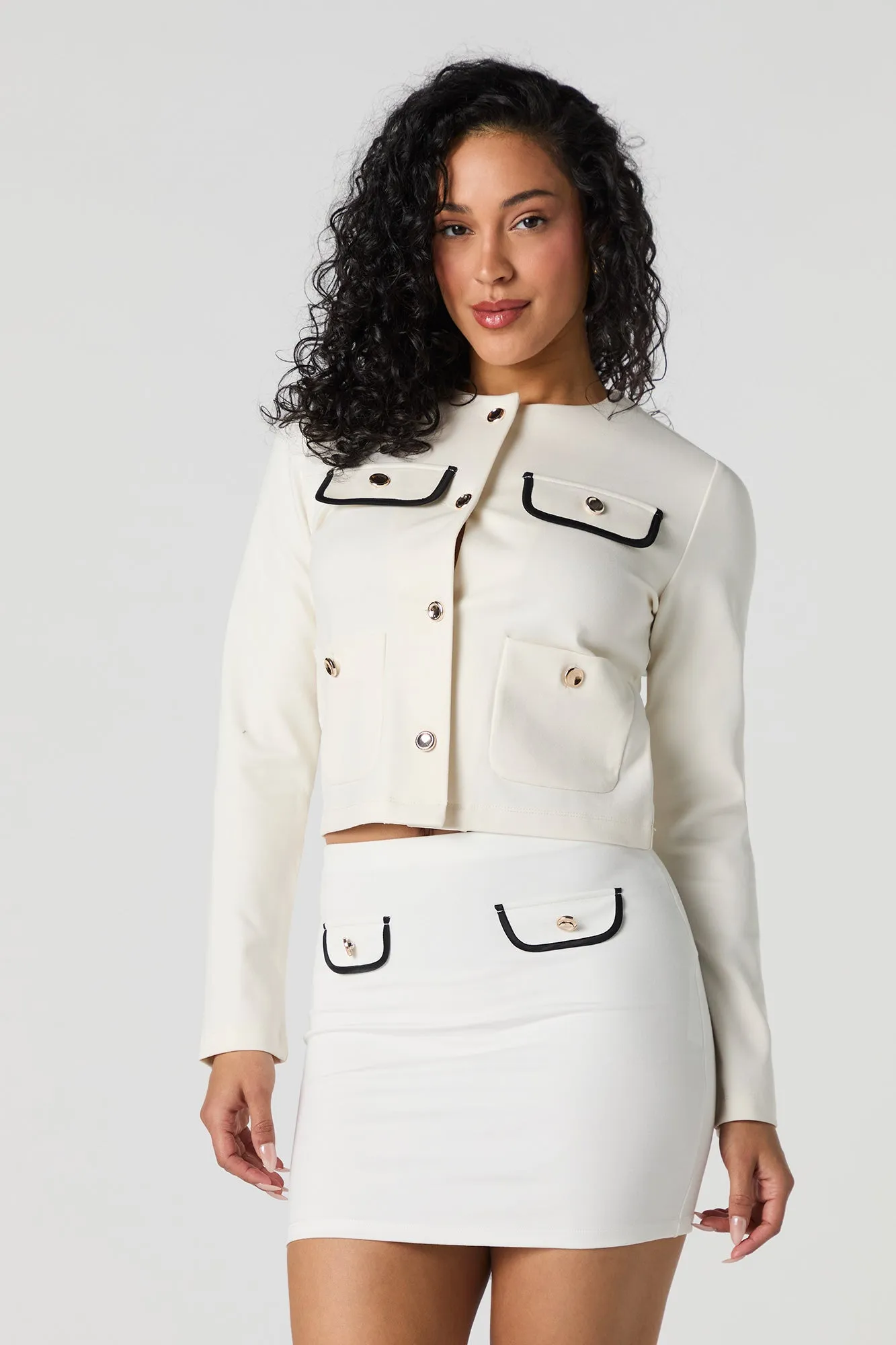 Buttoned Pocket Mini Skirt