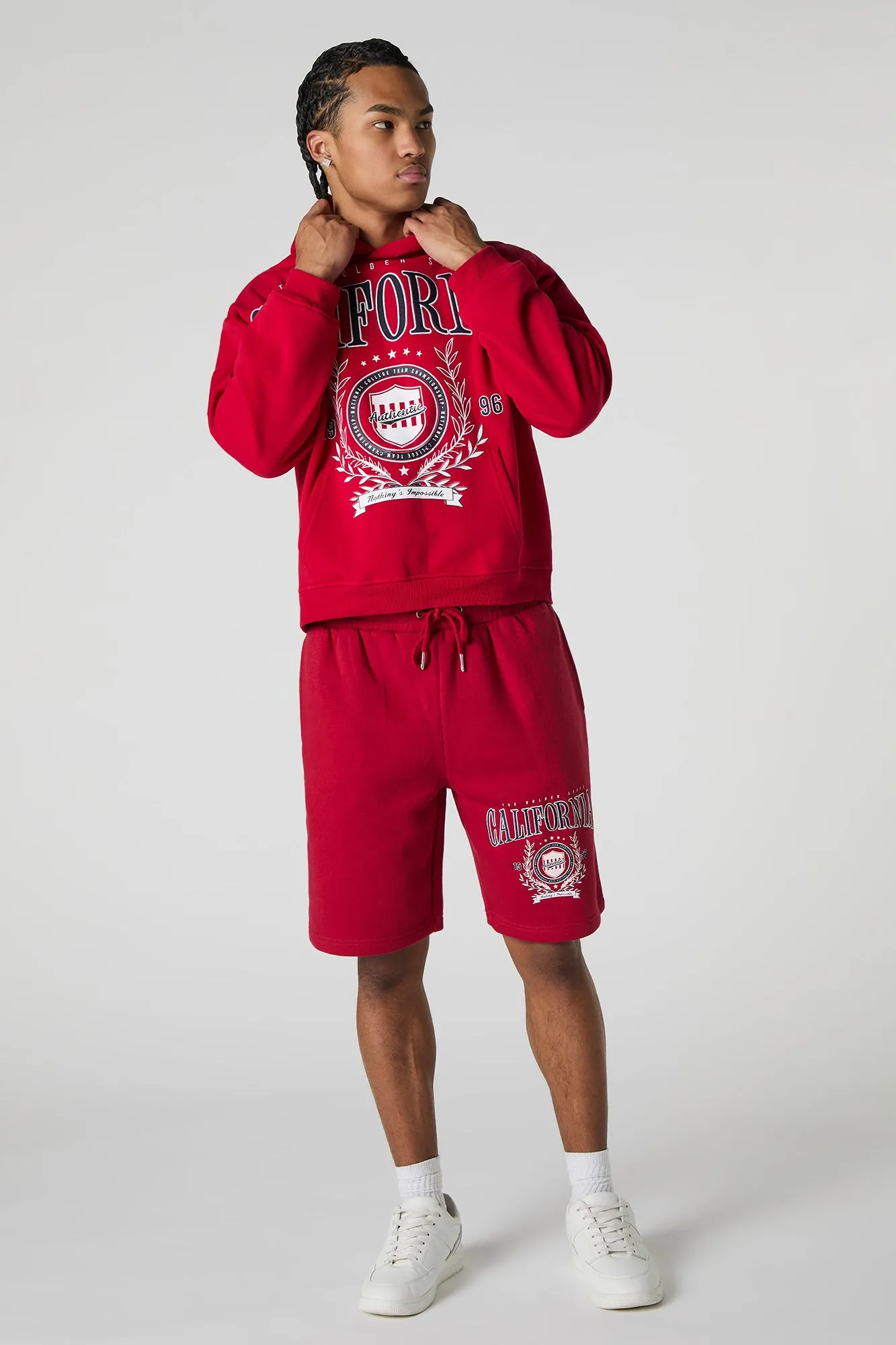 California Embroidered Graphic Fleece Short