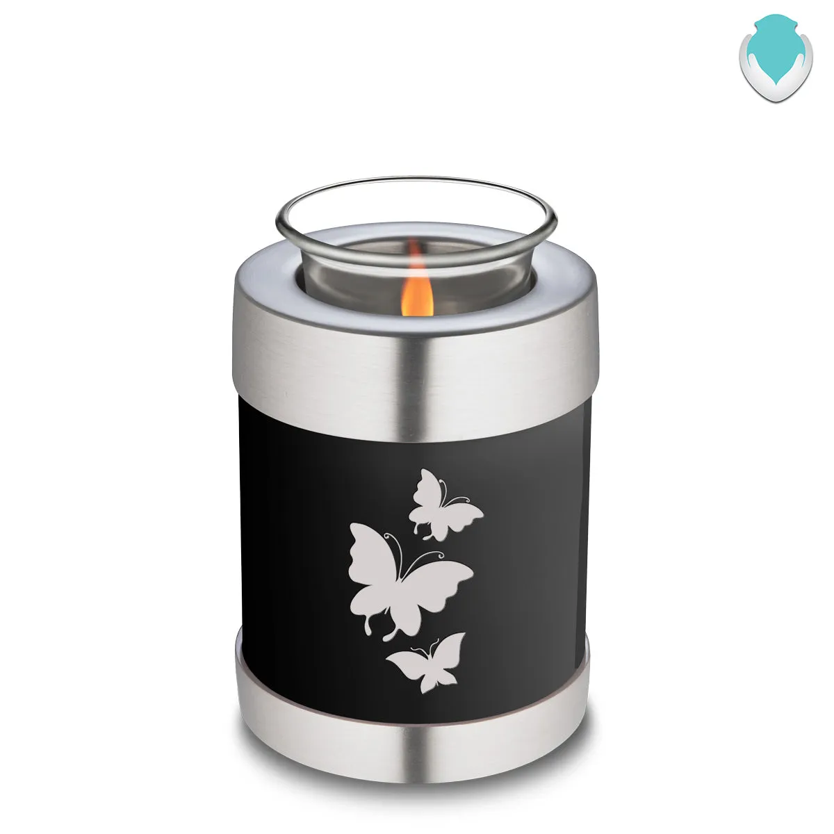 Candle Holder Embrace Black Butterfly Cremation Urn