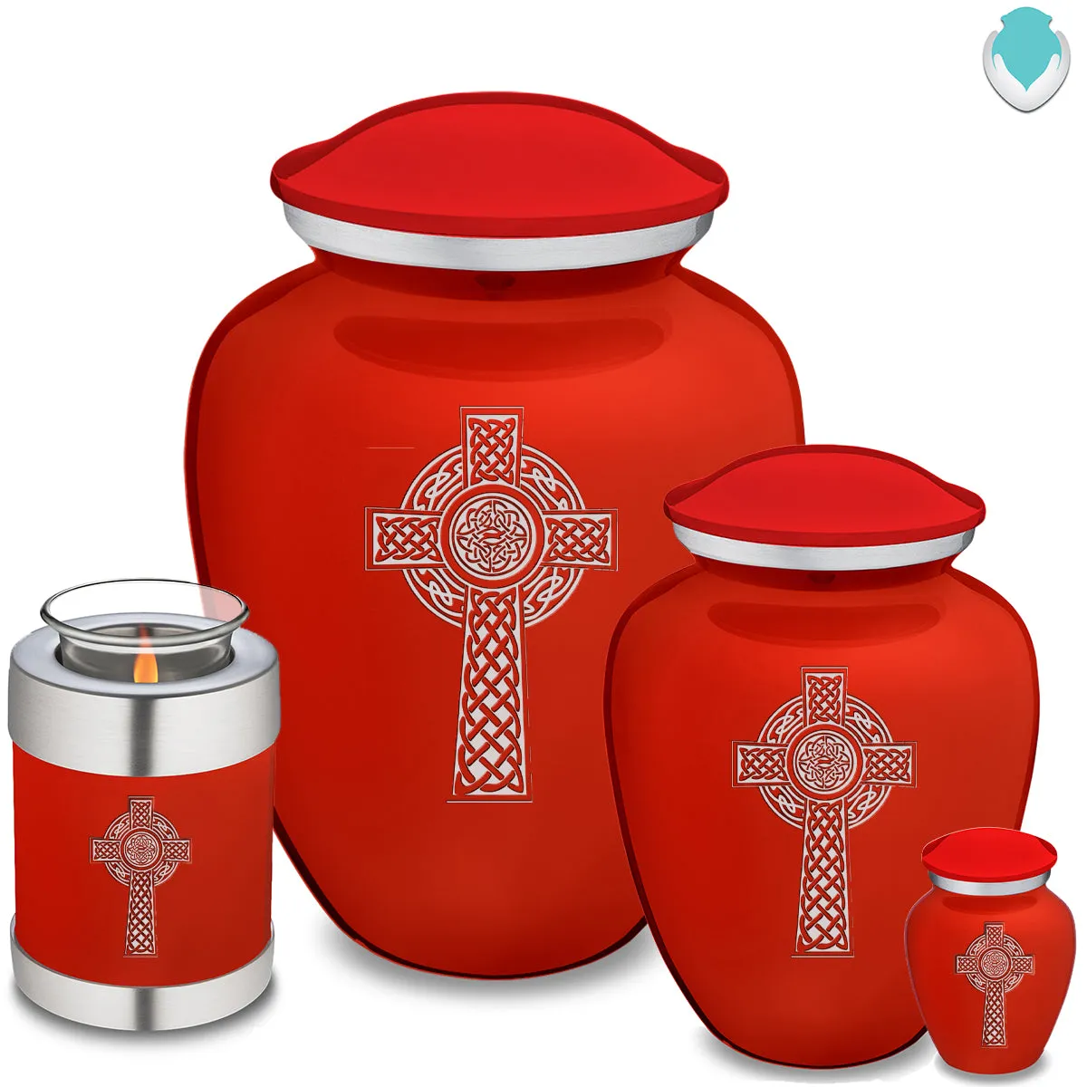 Candle Holder Embrace Bright Red Celtic Cross Cremation Urn