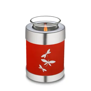Candle Holder Embrace Bright Red Dragonflies Cremation Urn
