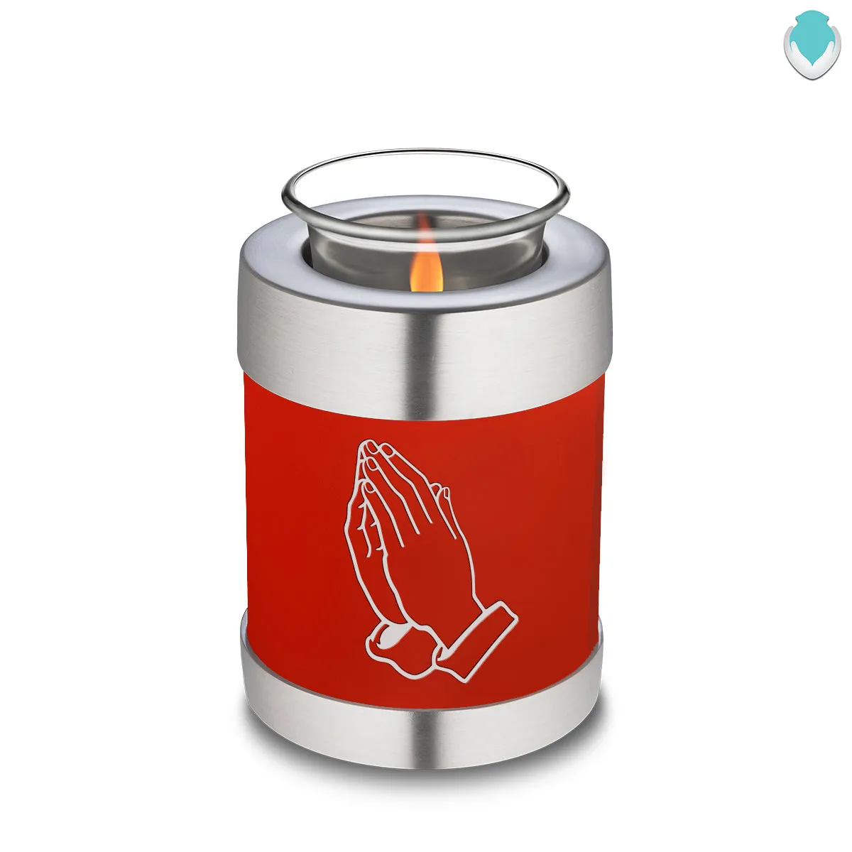 Candle Holder Embrace Bright Red Praying Hands Cremation Urn