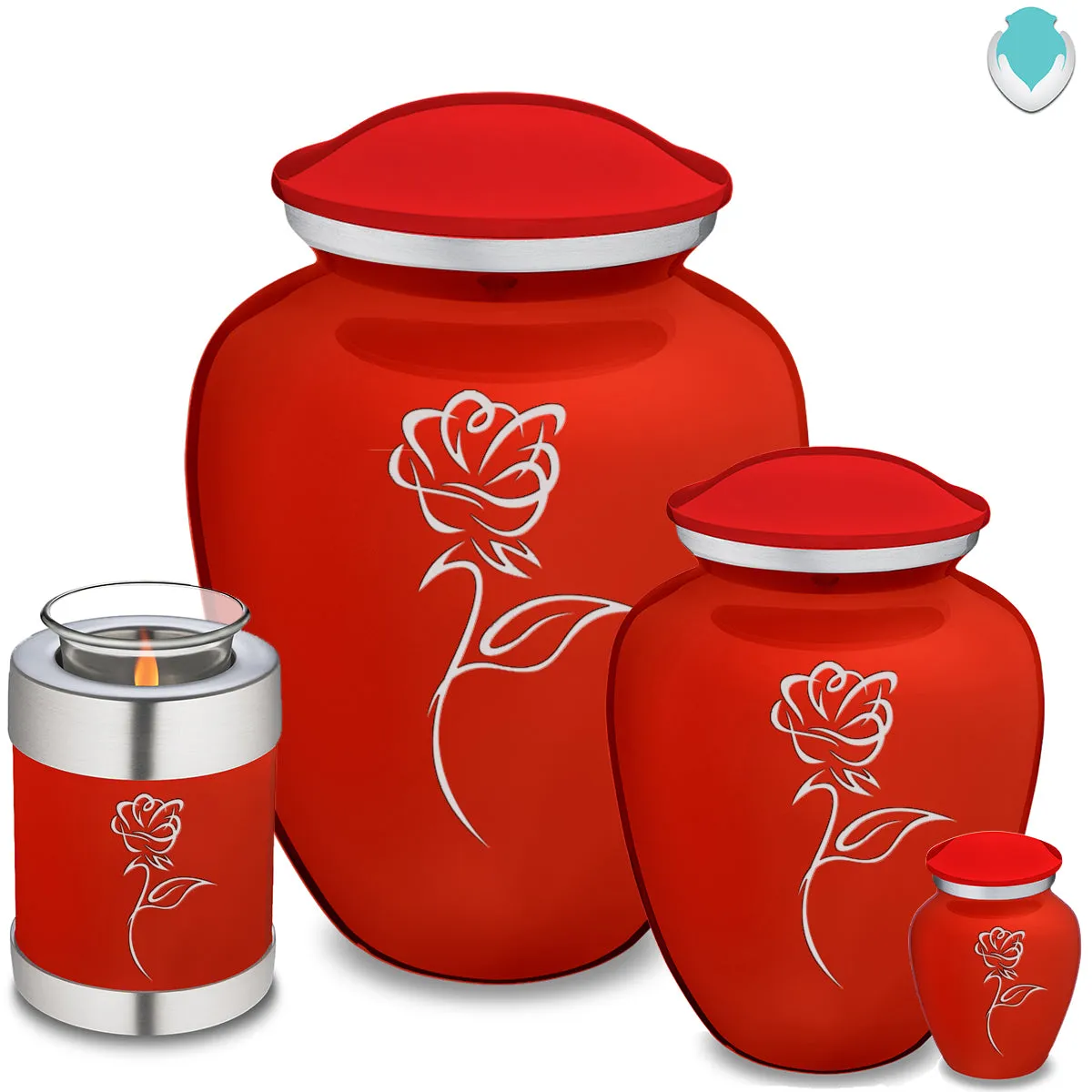 Candle Holder Embrace Bright Red Rose Cremation Urn