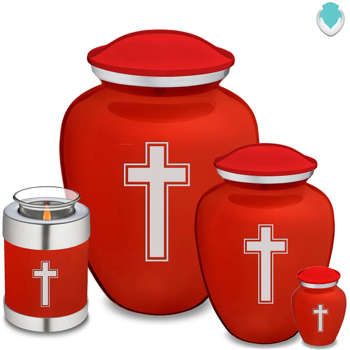 Candle Holder Embrace Bright Red Simple Cross Cremation Urn