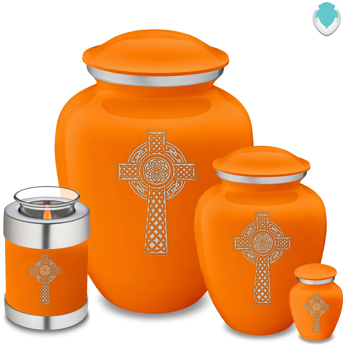 Candle Holder Embrace Burnt Orange Celtic Cross Cremation Urn
