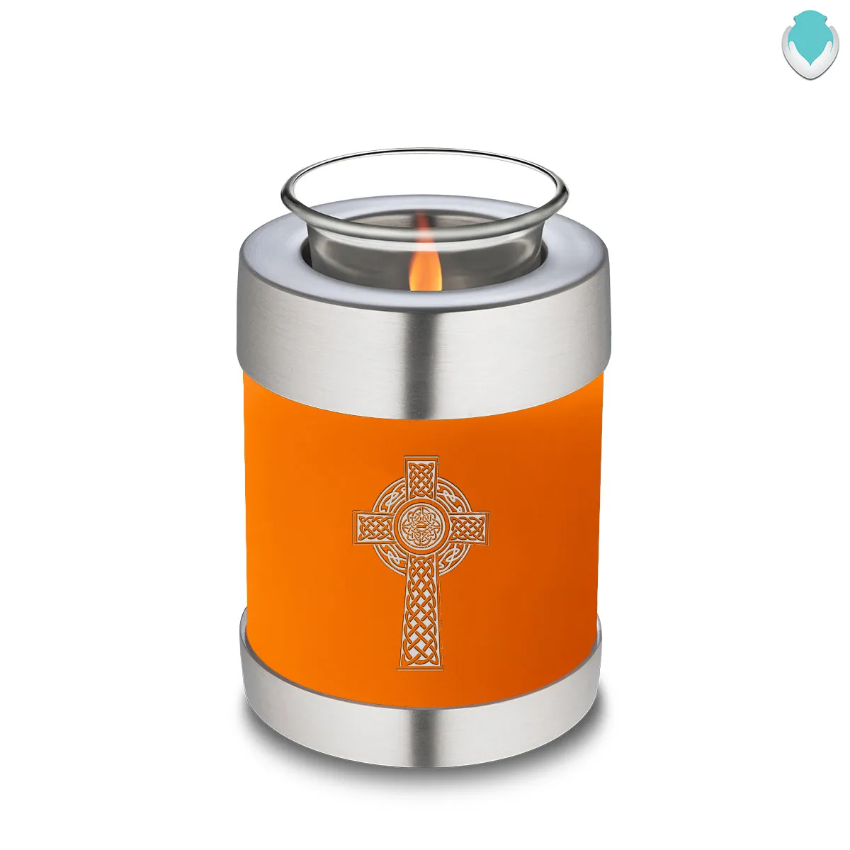 Candle Holder Embrace Burnt Orange Celtic Cross Cremation Urn