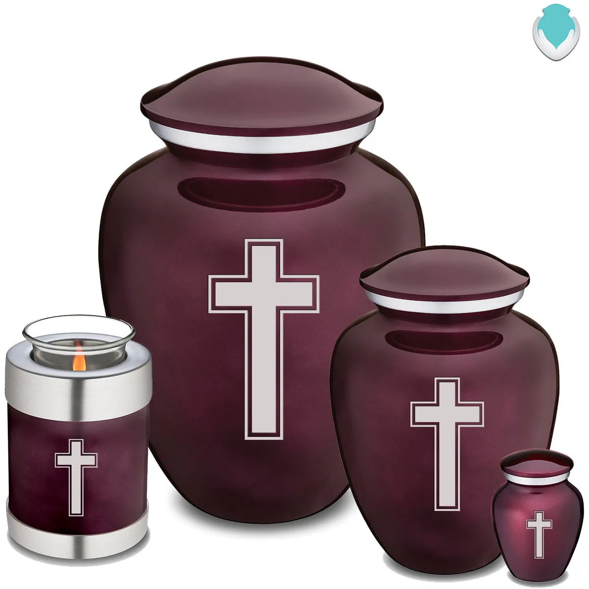 Candle Holder Embrace Cherry Purple Simple Cross Cremation Urn