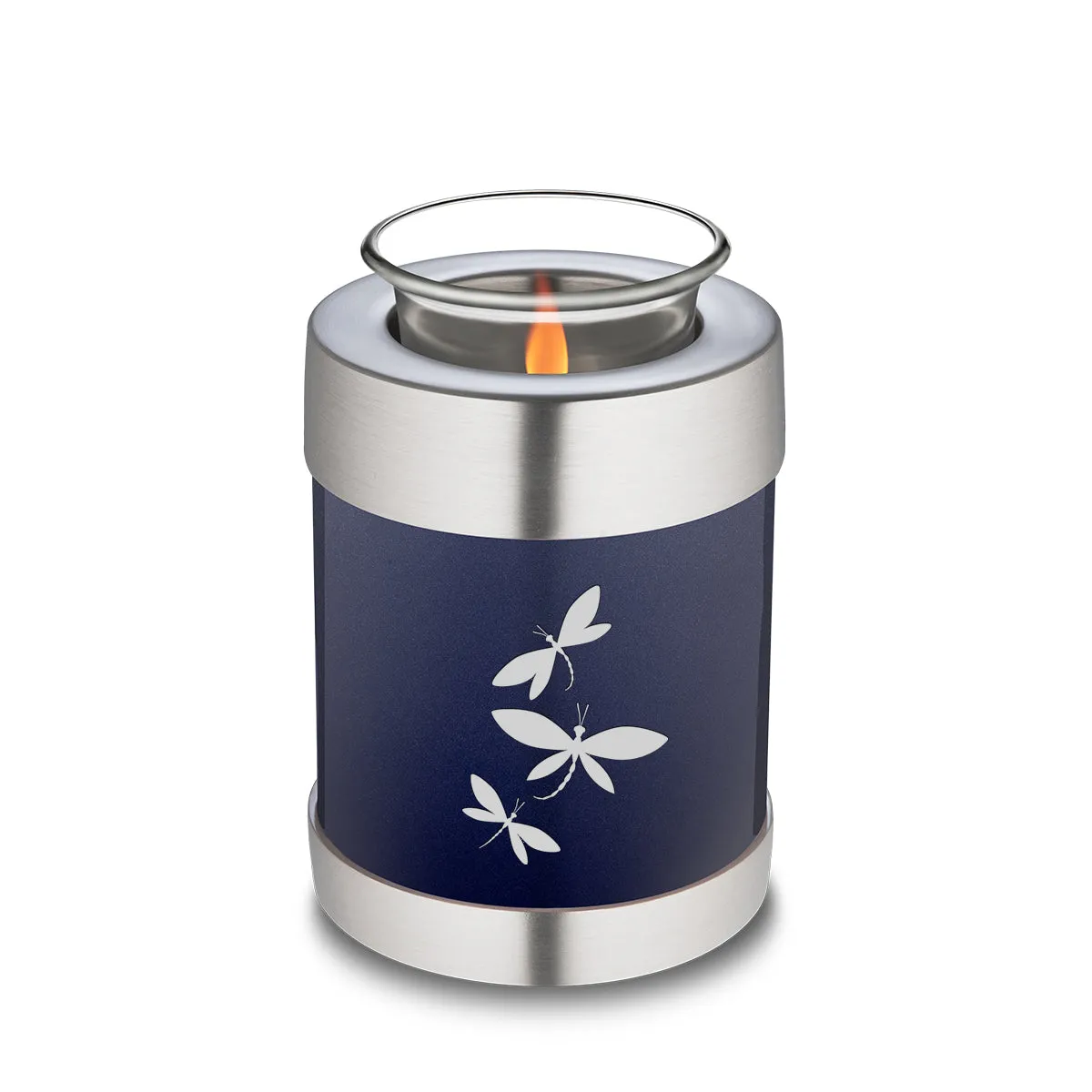 Candle Holder Embrace Cobalt Blue Dragonflies Cremation Urn
