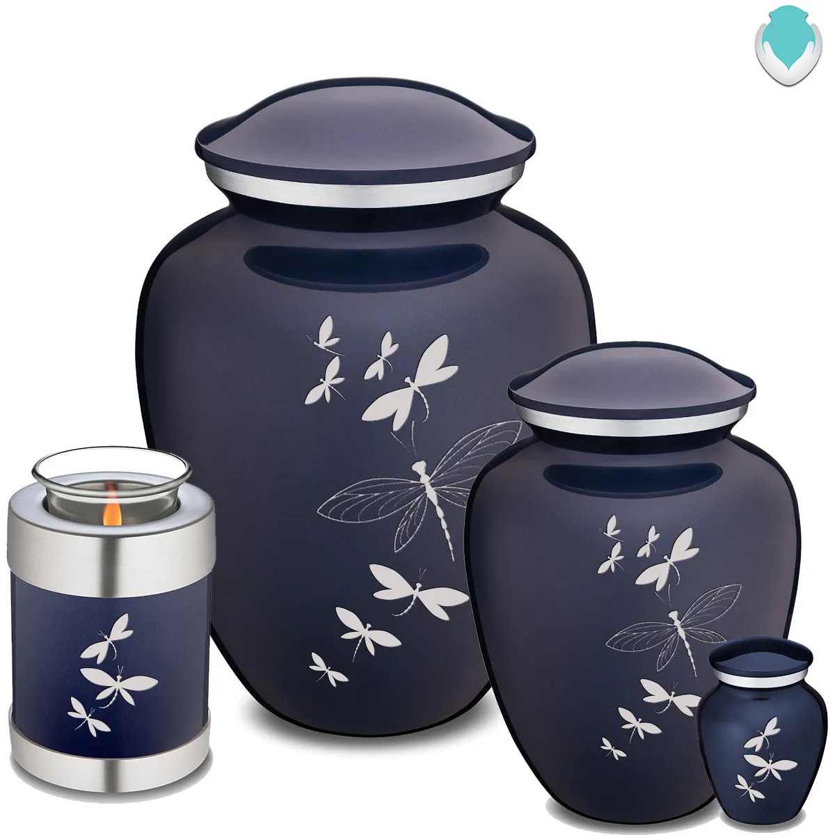 Candle Holder Embrace Cobalt Blue Dragonflies Cremation Urn