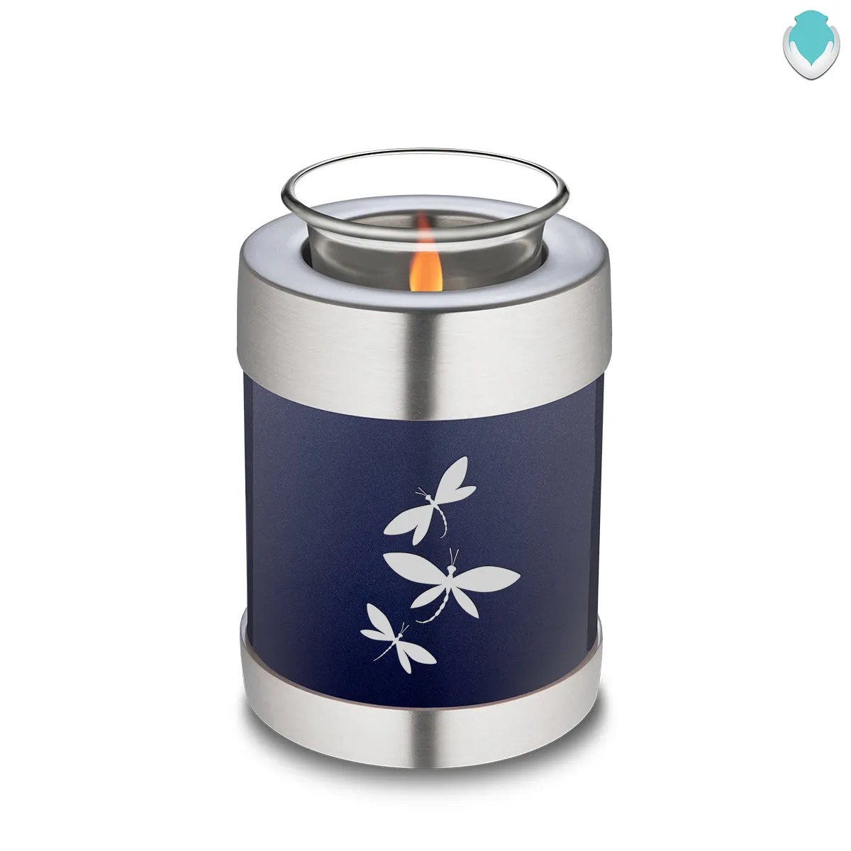 Candle Holder Embrace Cobalt Blue Dragonflies Cremation Urn