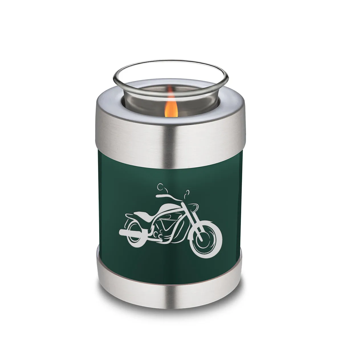 Candle Holder Embrace Green Motorcycle Cremation Urn