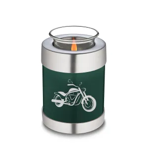 Candle Holder Embrace Green Motorcycle Cremation Urn
