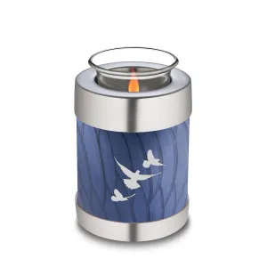 Candle Holder Embrace Pearl Cobalt Blue Doves Cremation Urn