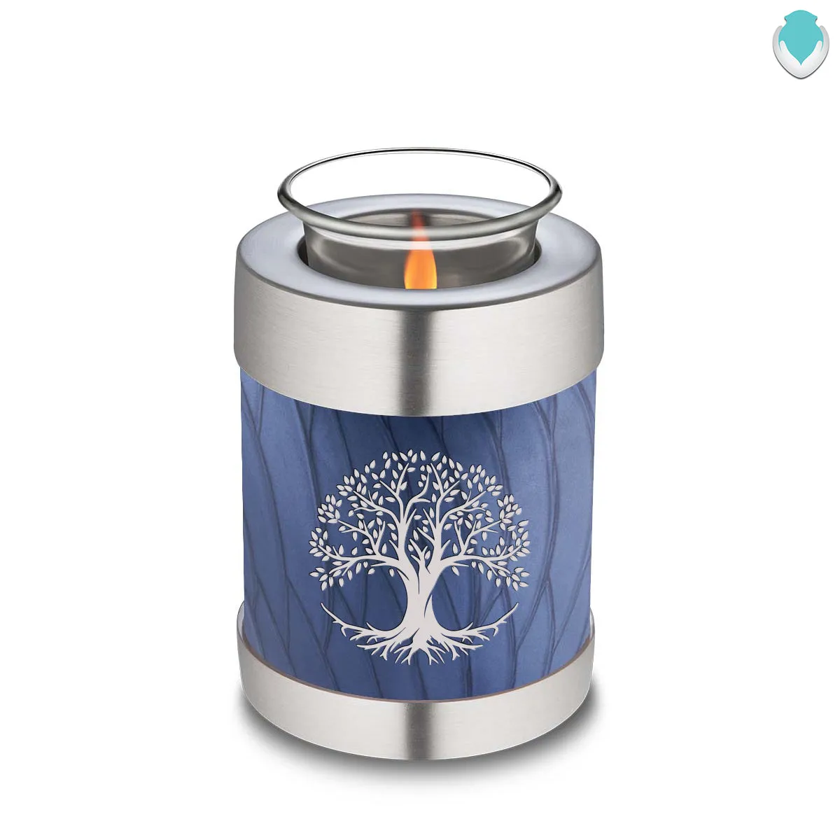 Candle Holder Embrace Pearl Cobalt Blue Tree of Life Cremation Urn
