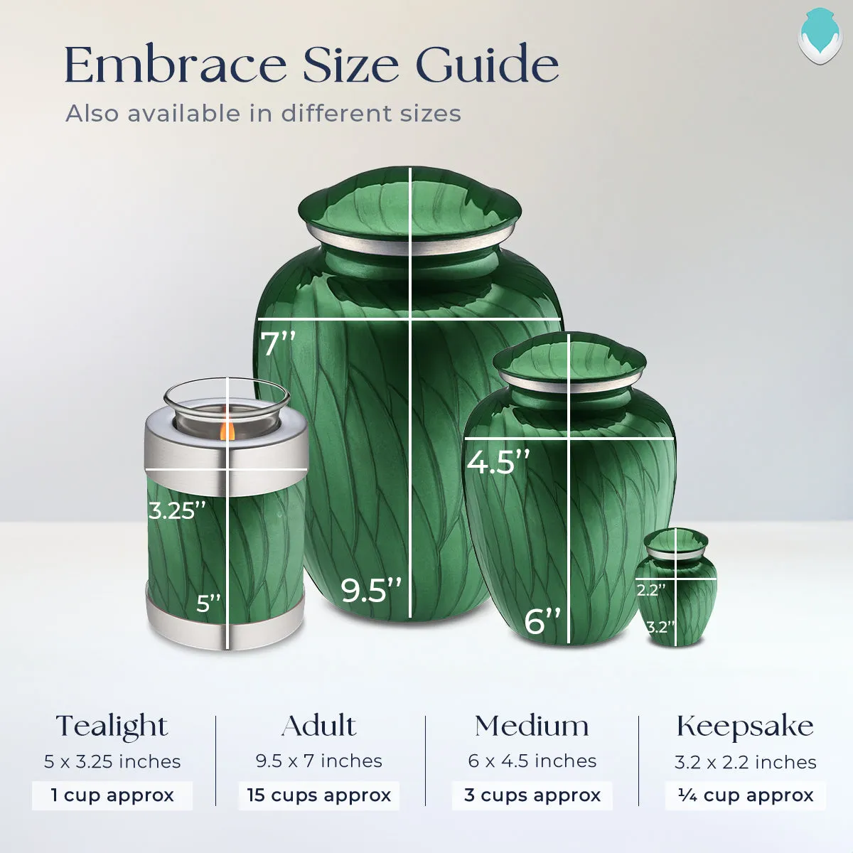 Candle Holder Embrace Pearl Green Angel Cremation Urn