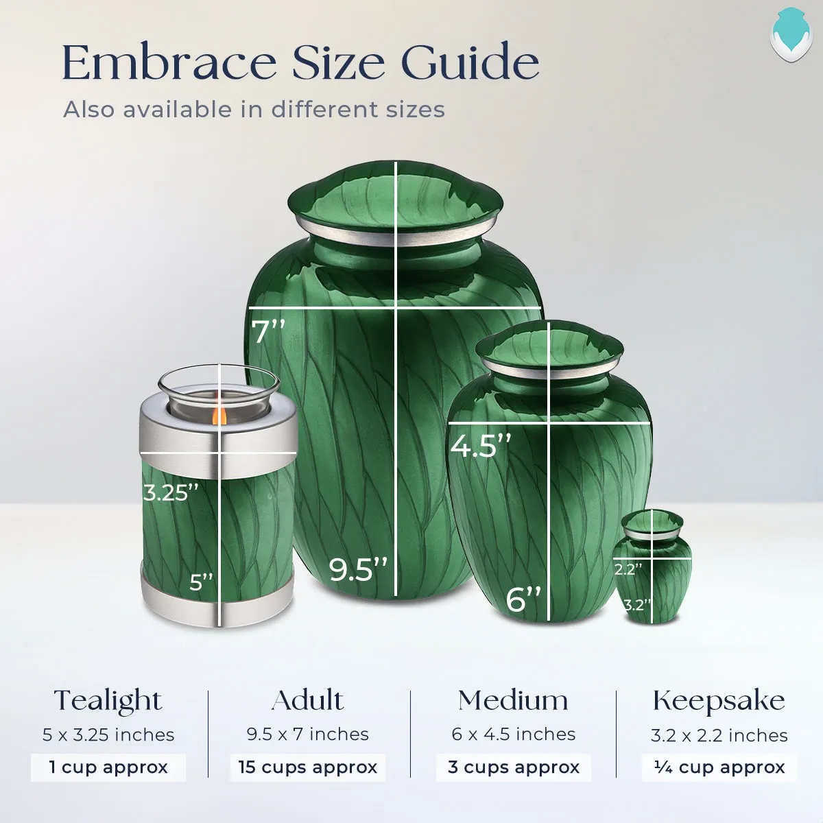 Candle Holder Embrace Pearl Green Motorcycle Cremation Urn