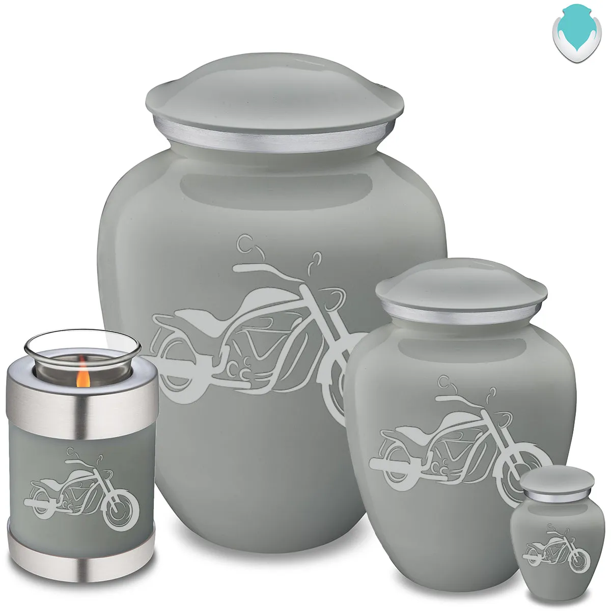 Candle Holder Embrace Slate Grey Motorcycle Cremation Urn