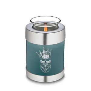 Candle Holder Embrace Teal Skull Cremation Urn
