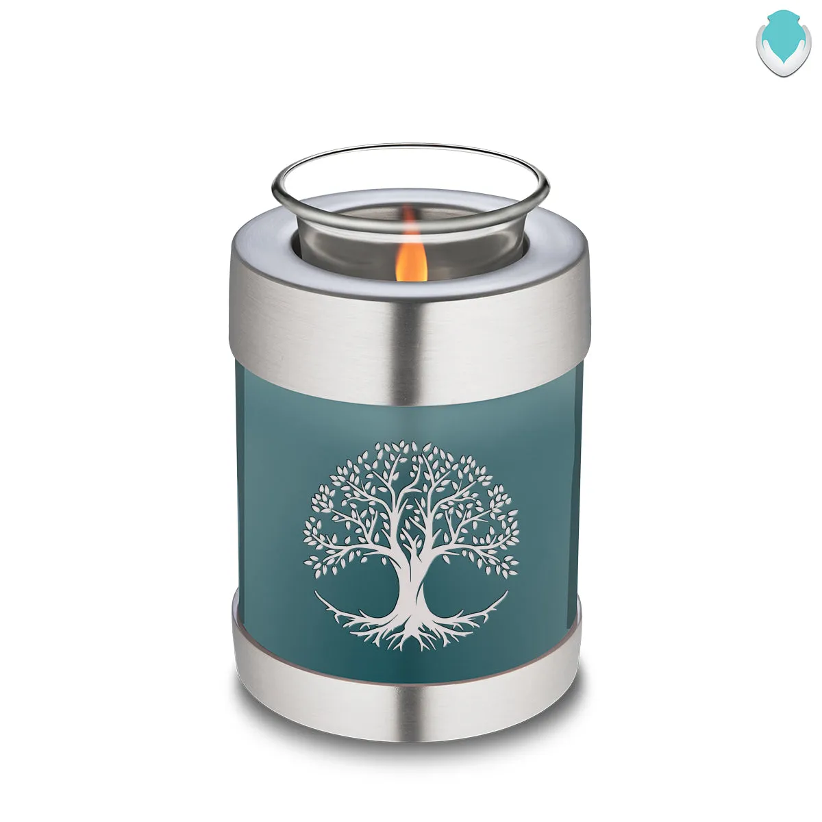Candle Holder Embrace Teal Tree of Life Cremation Urn