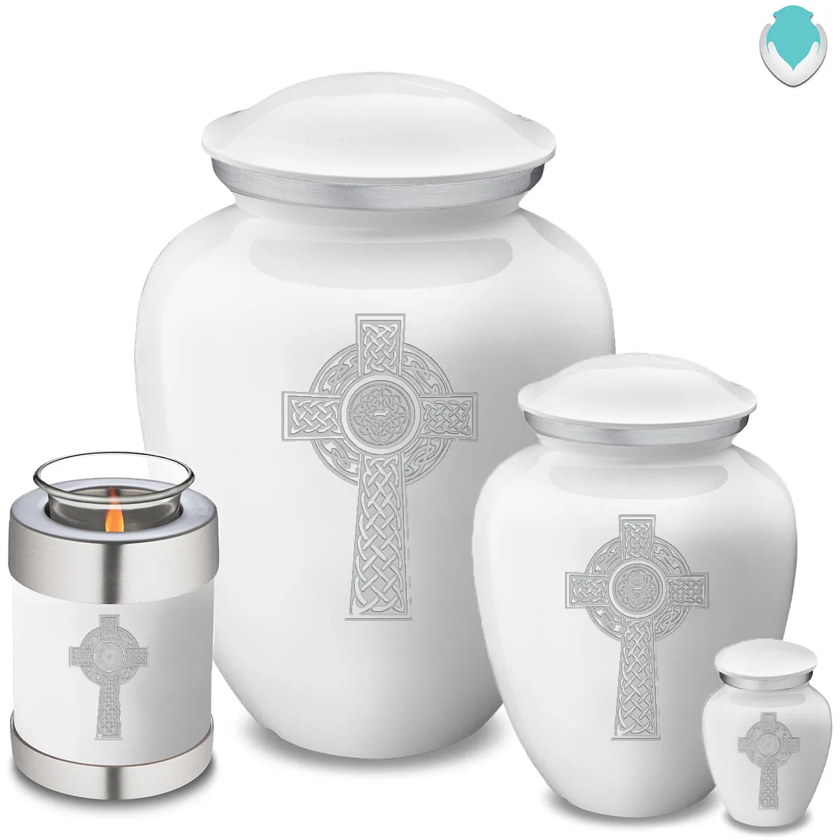 Candle Holder Embrace White Celtic Cross Cremation Urn