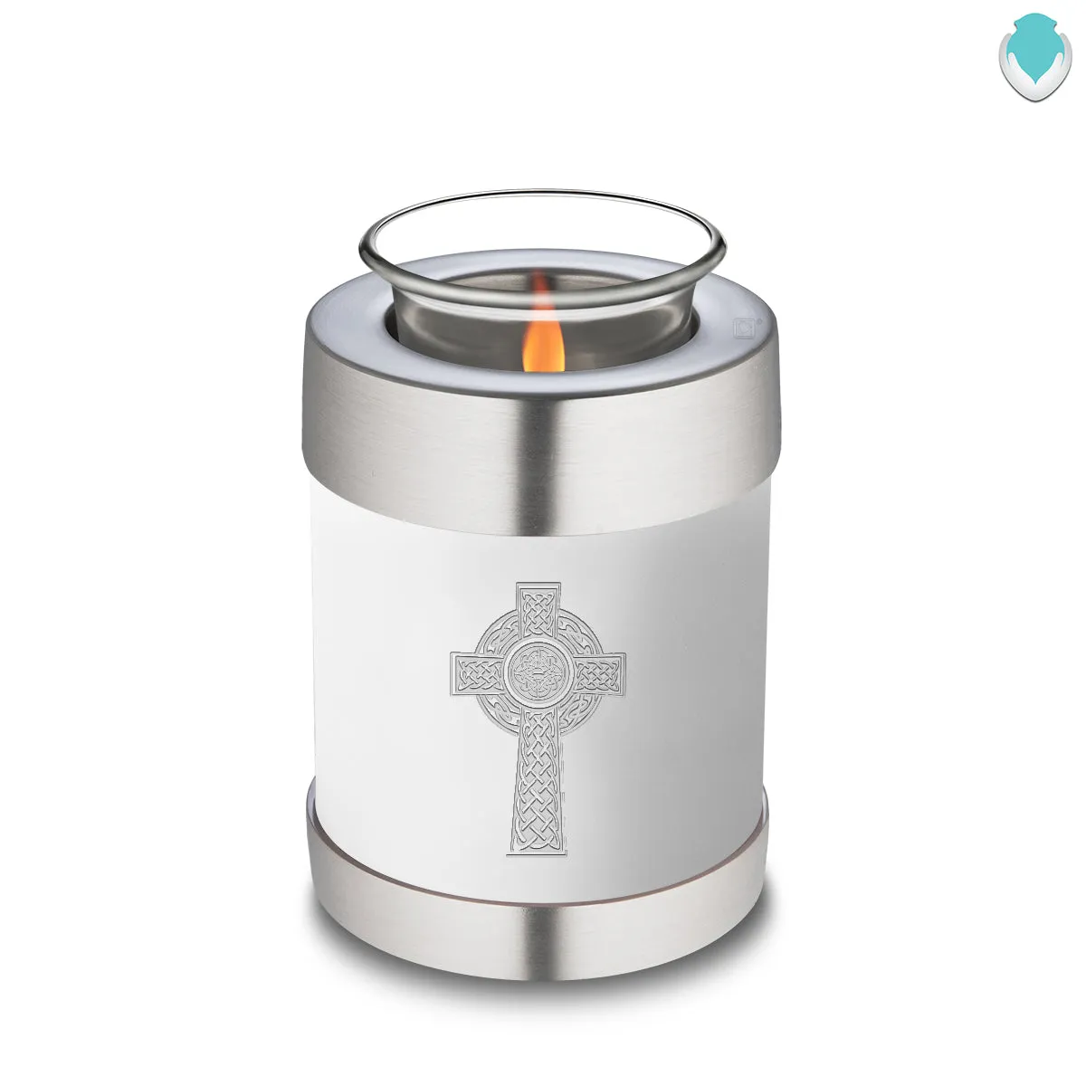 Candle Holder Embrace White Celtic Cross Cremation Urn