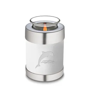 Candle Holder Embrace White Dolphins Cremation Urn