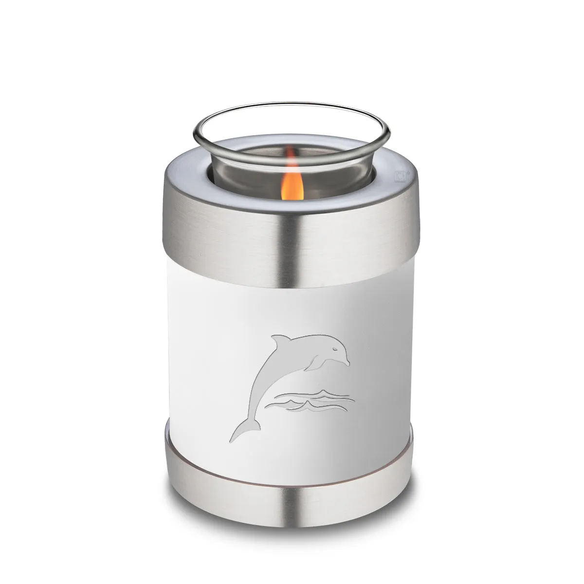 Candle Holder Embrace White Dolphins Cremation Urn