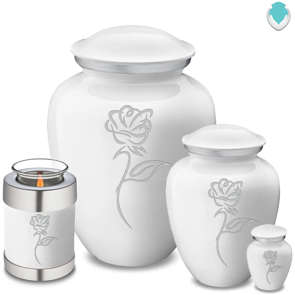 Candle Holder Embrace White Rose Cremation Urn