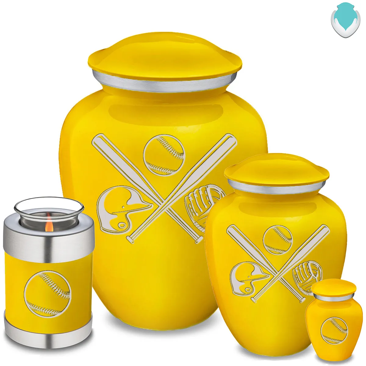 Candle Holder Embrace Yellow Baseball Cremation Urn