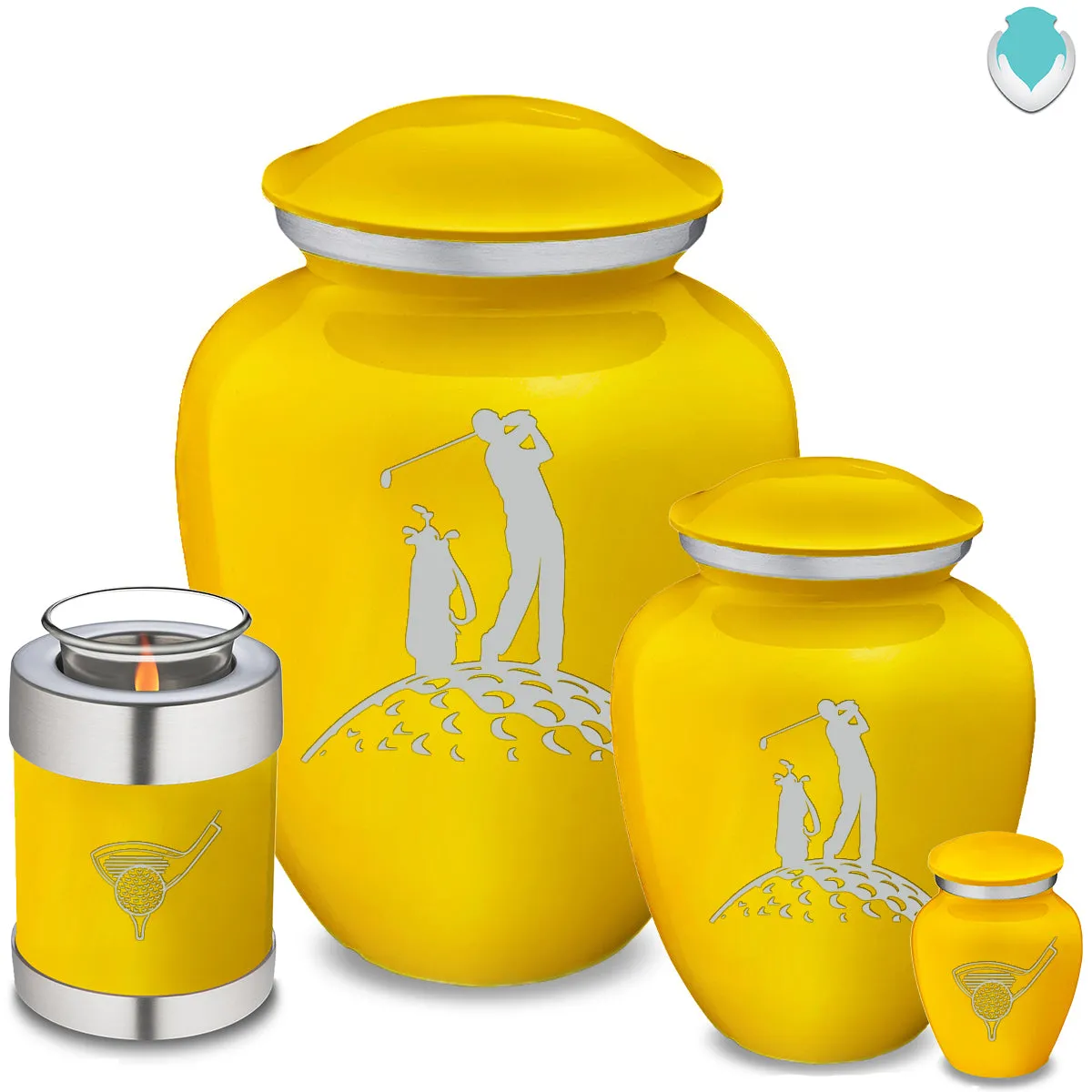 Candle Holder Embrace Yellow Golfer Cremation Urn