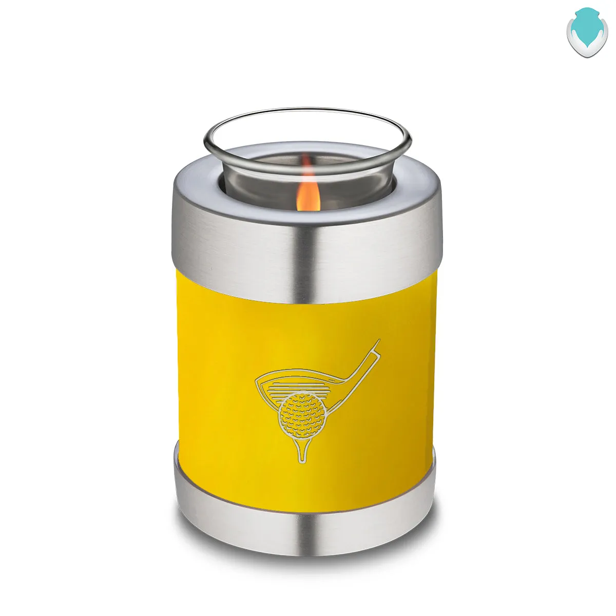 Candle Holder Embrace Yellow Golfer Cremation Urn