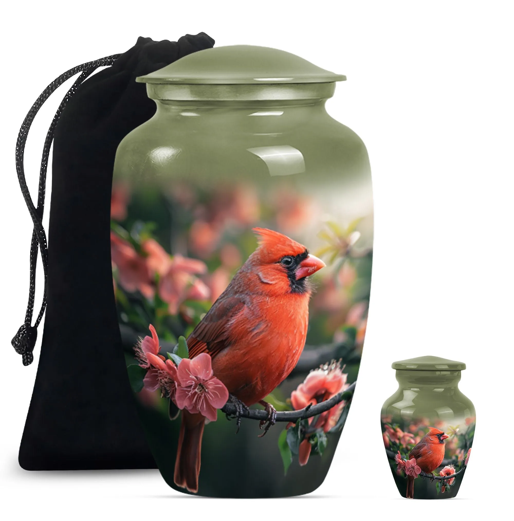 Cardinal Bird Tribute: Majestic Personalized Cremation Urn