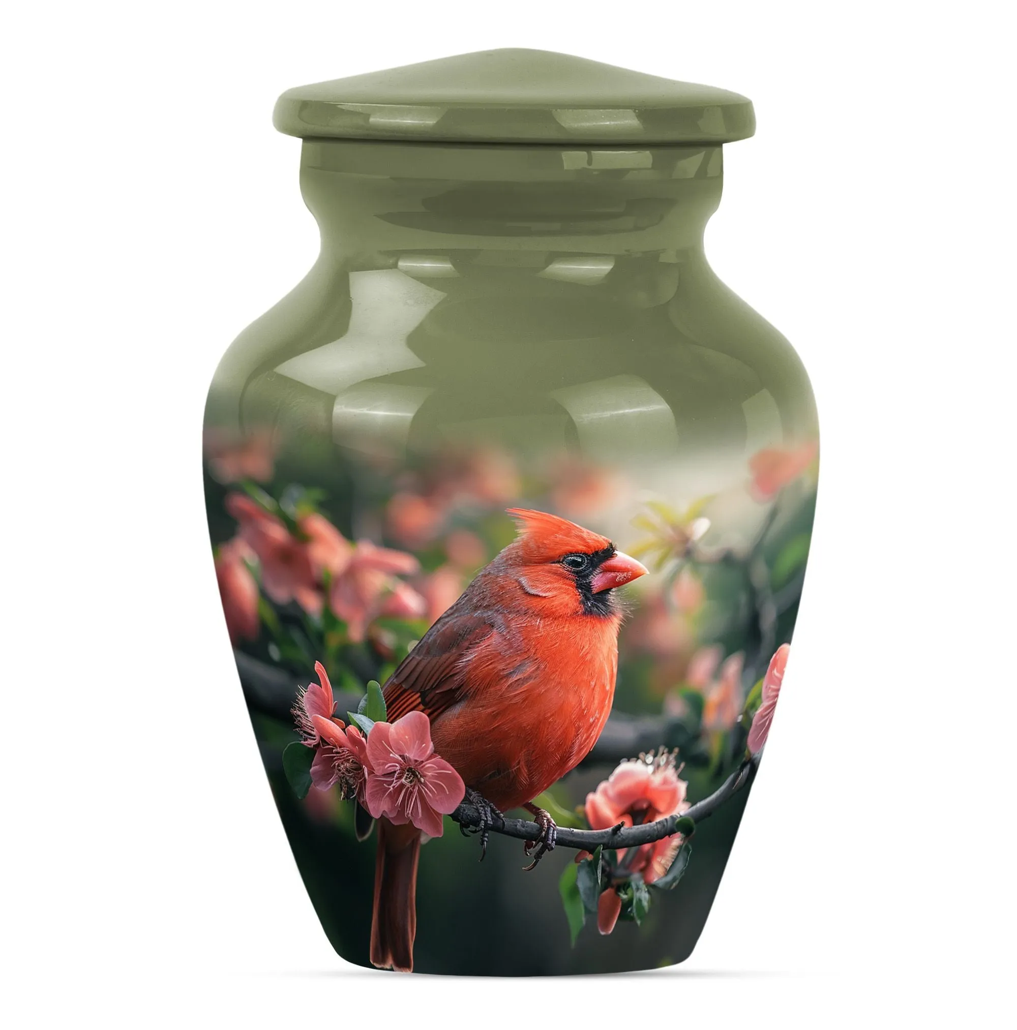 Cardinal Bird Tribute: Majestic Personalized Cremation Urn