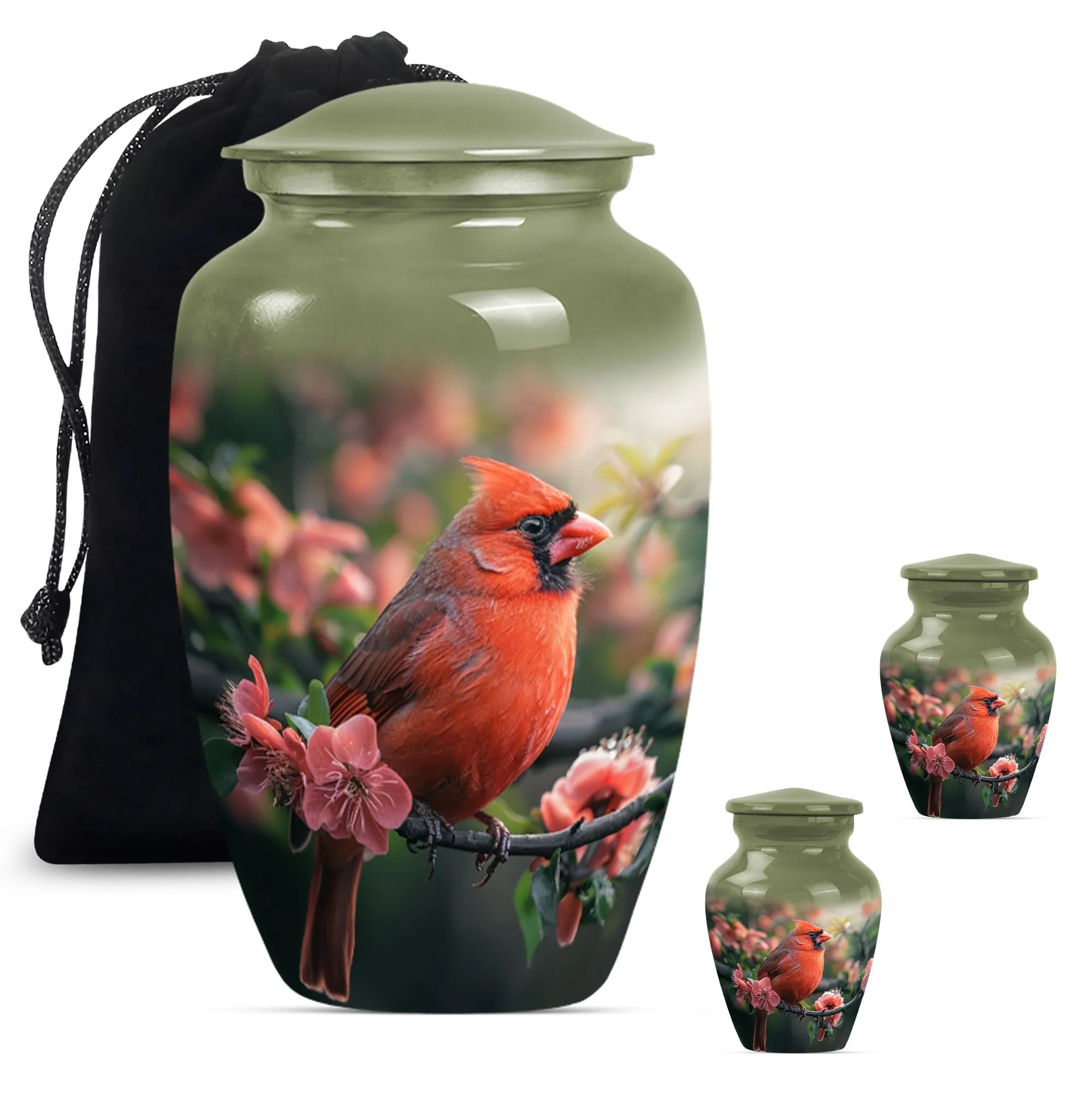 Cardinal Bird Tribute: Majestic Personalized Cremation Urn