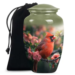 Cardinal Bird Tribute: Majestic Personalized Cremation Urn