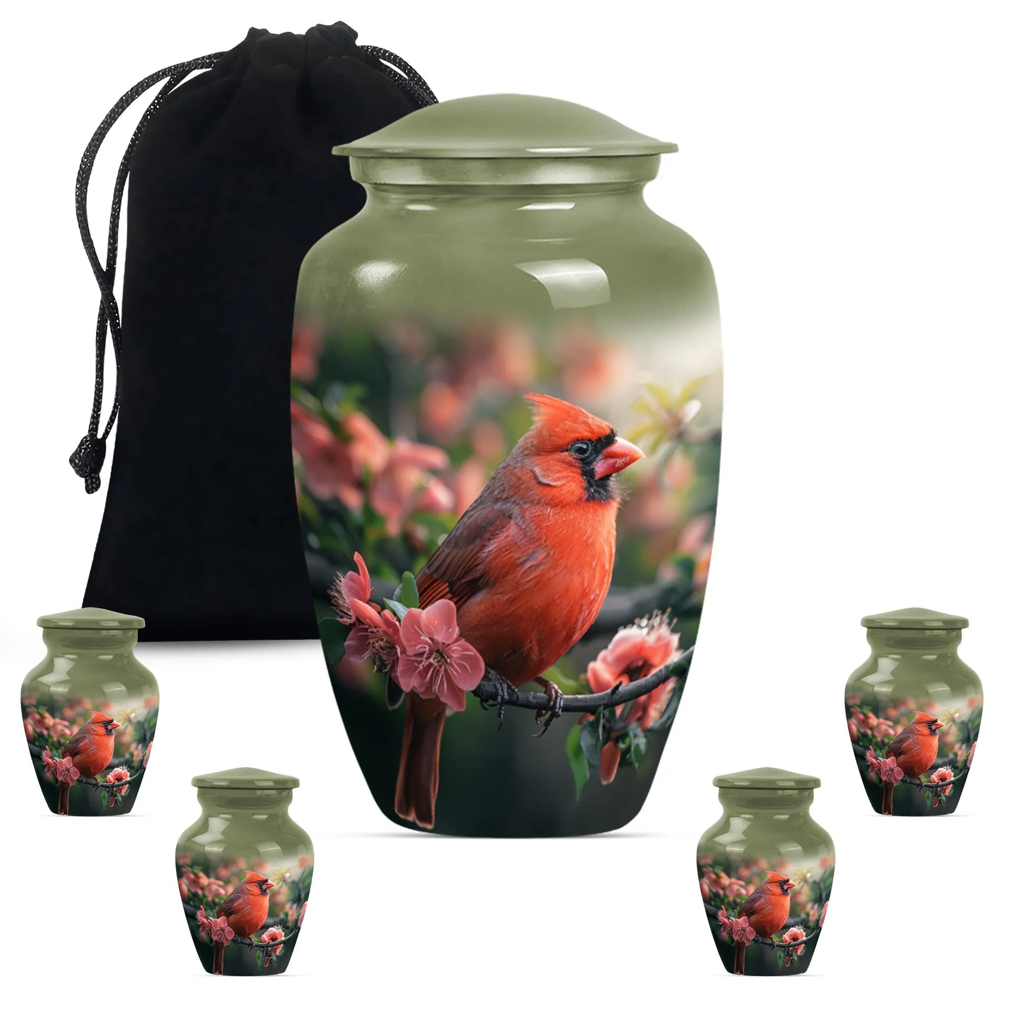 Cardinal Bird Tribute: Majestic Personalized Cremation Urn