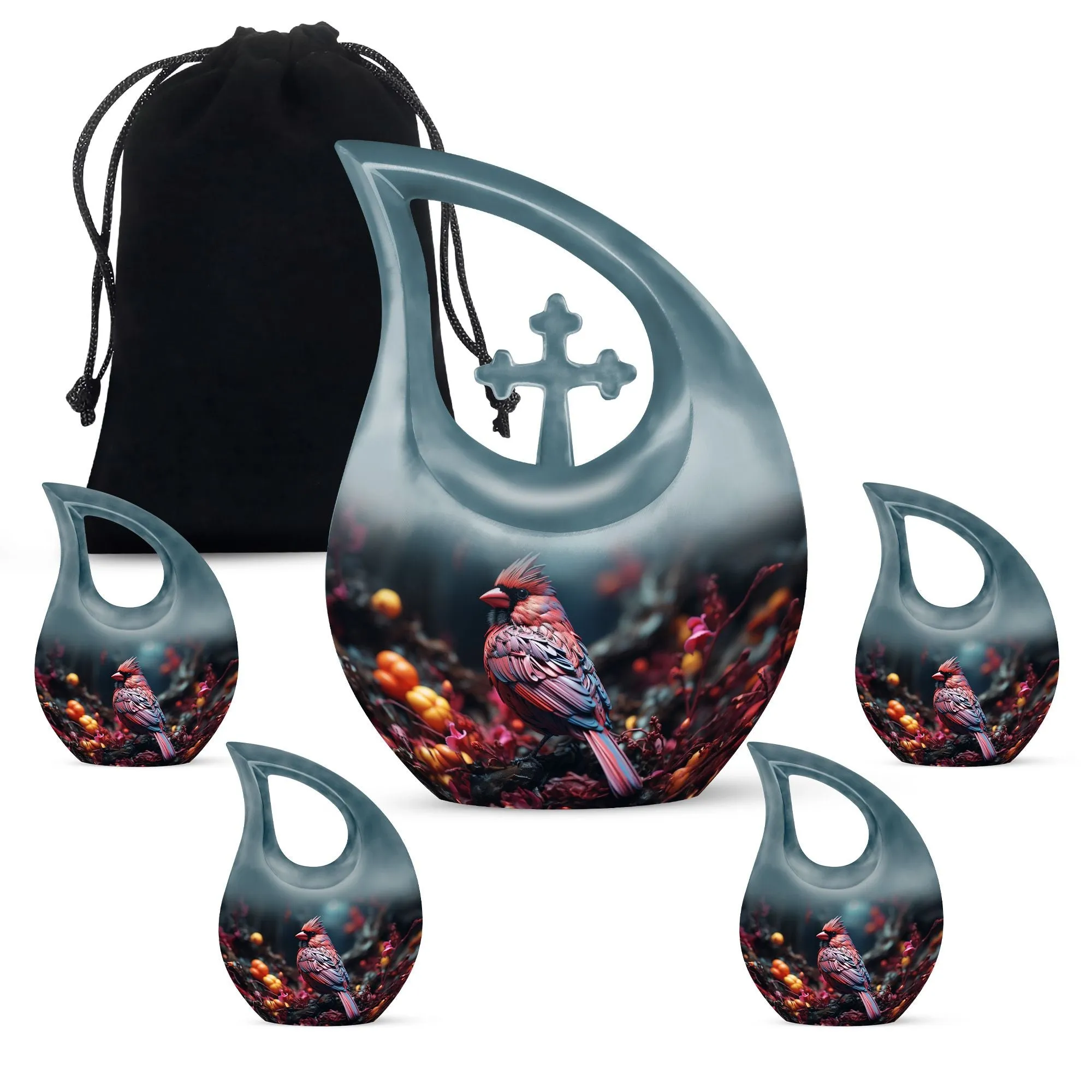 Cardinal Bird Urn:  Container For Cremated Adult Human Ashes