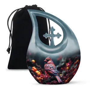 Cardinal Bird Urn:  Container For Cremated Adult Human Ashes
