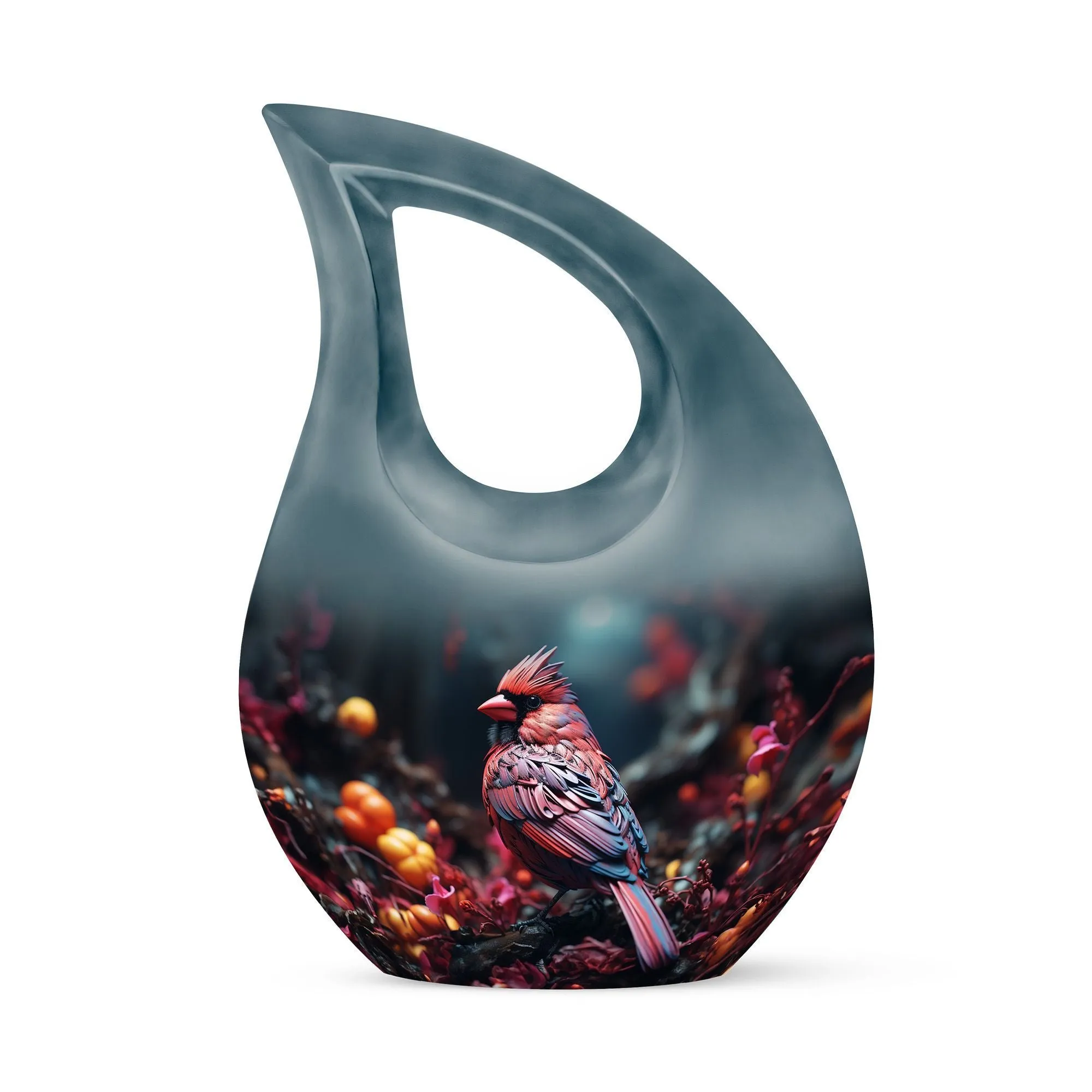 Cardinal Bird Urn:  Container For Cremated Adult Human Ashes