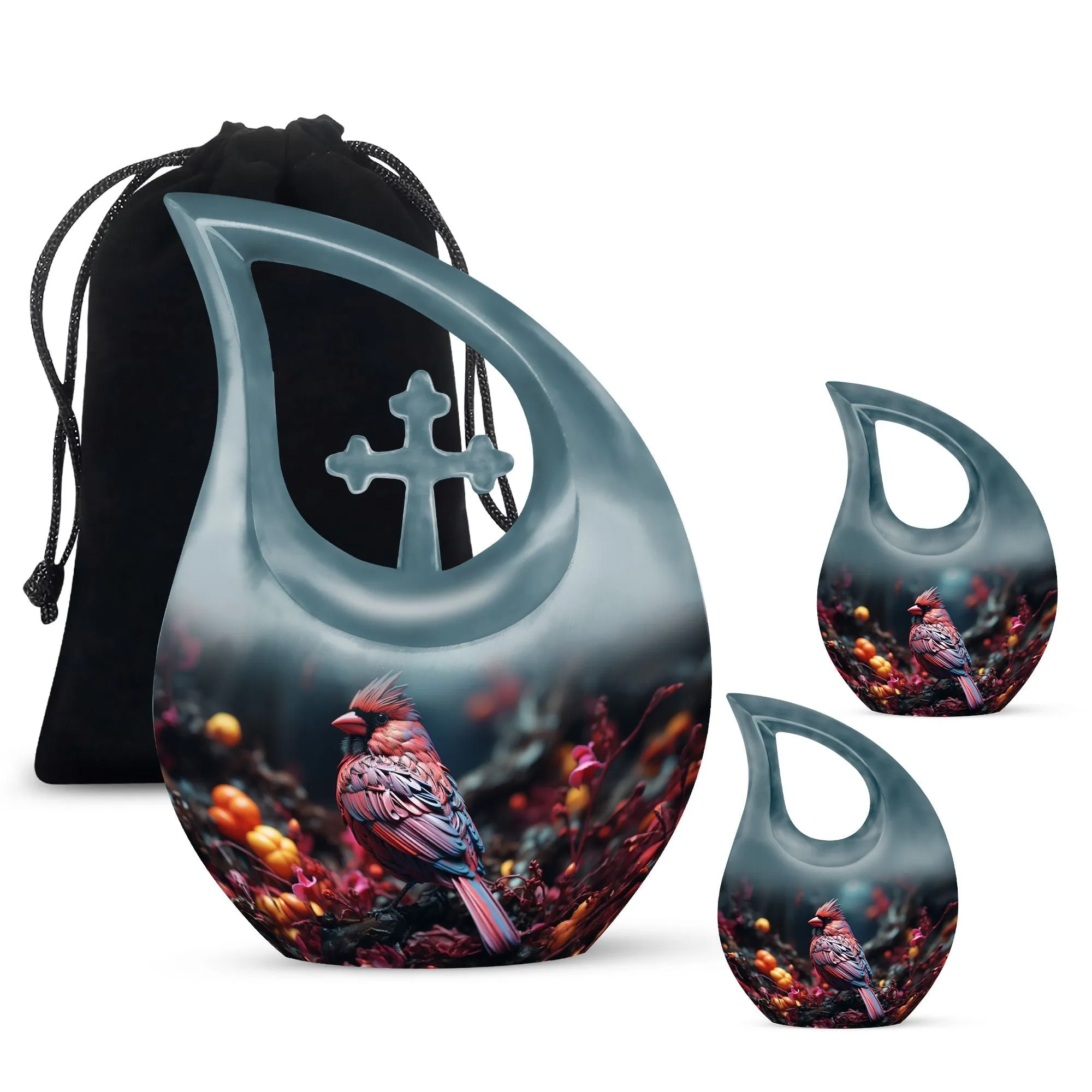 Cardinal Bird Urn:  Container For Cremated Adult Human Ashes