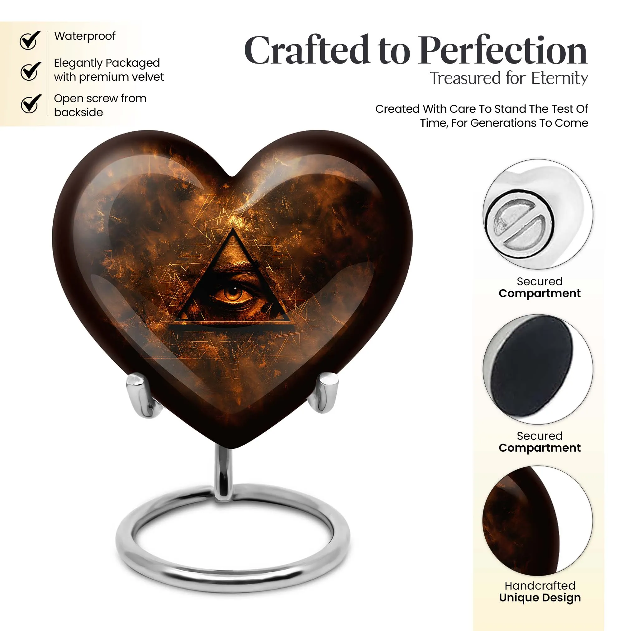Catholic Heart Memory Keeper: Memorial Urn Shaped in Tender Care