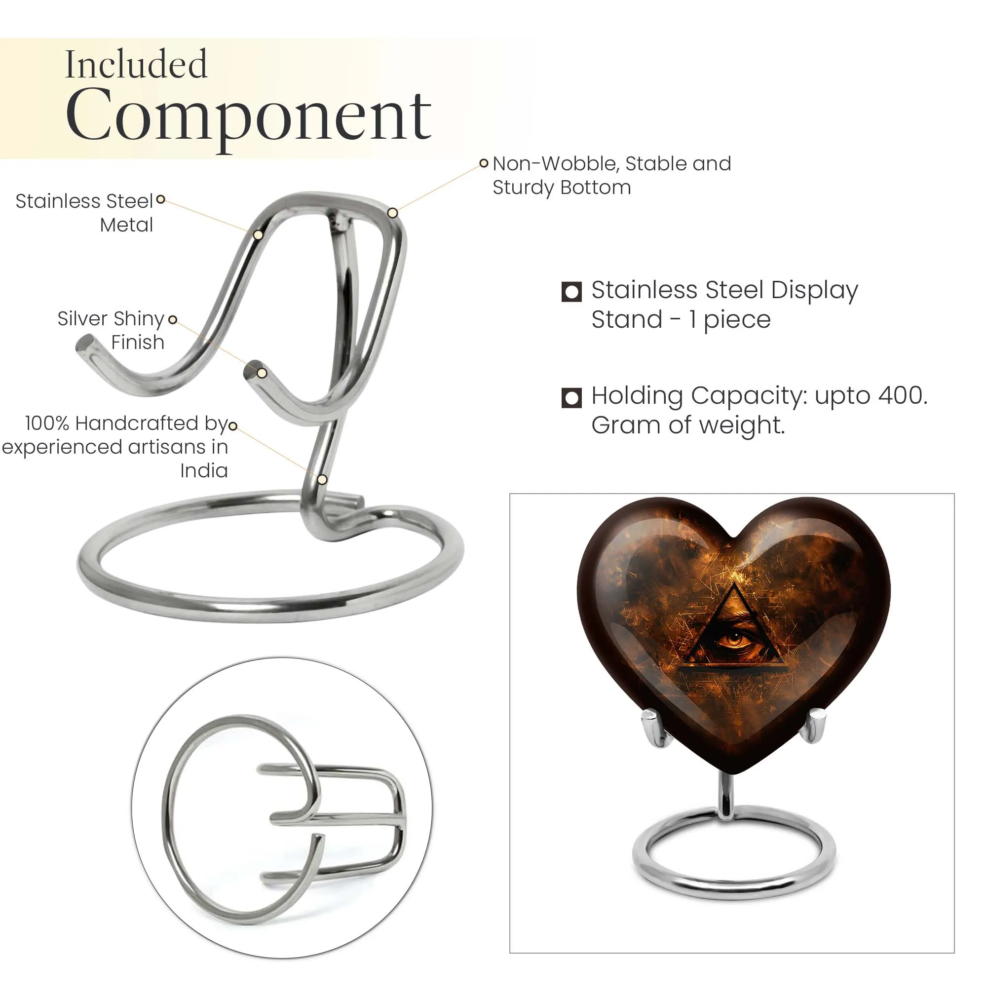 Catholic Heart Memory Keeper: Memorial Urn Shaped in Tender Care