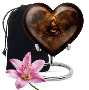 Catholic Heart Memory Keeper: Memorial Urn Shaped in Tender Care