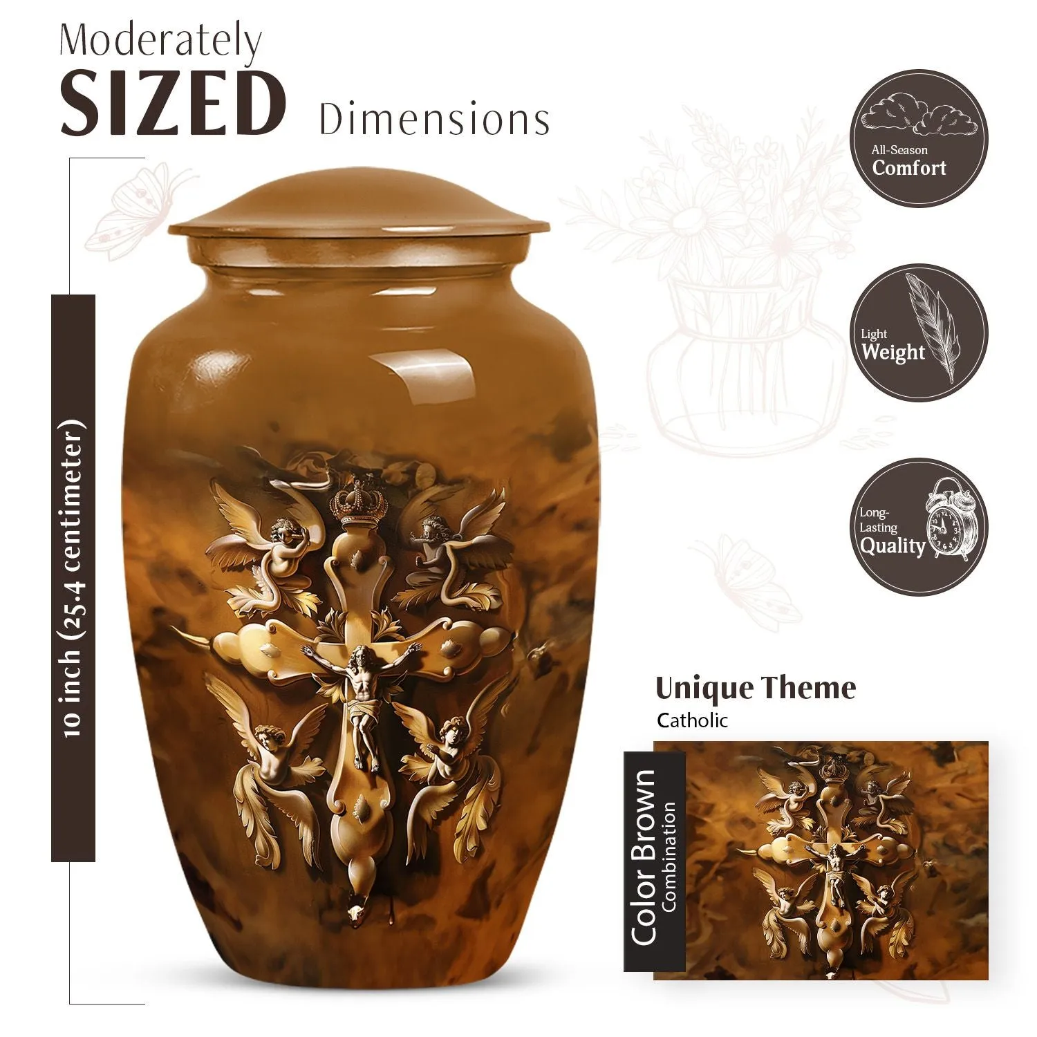 Catholic Urn for Ashes - Miniature Keepsake Urn For Human Ashes