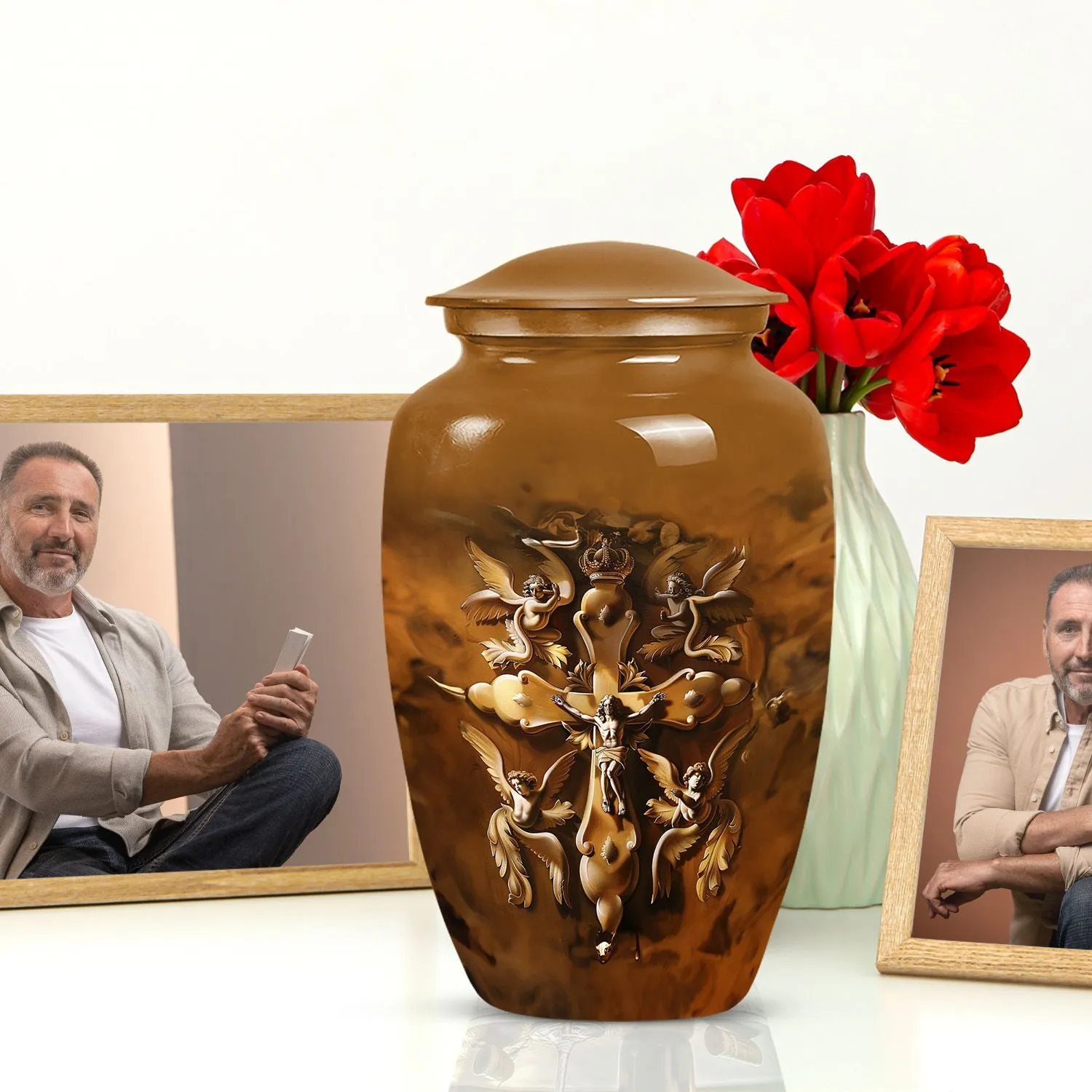 Catholic Urn for Ashes - Miniature Keepsake Urn For Human Ashes