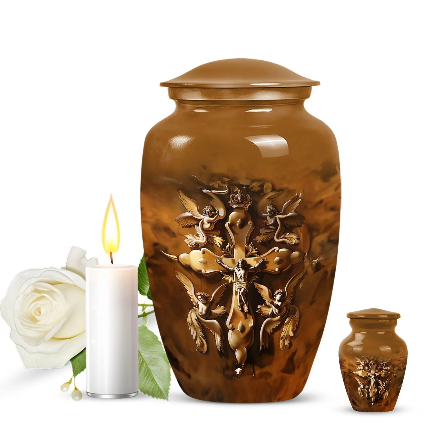 Catholic Urn for Ashes - Miniature Keepsake Urn For Human Ashes