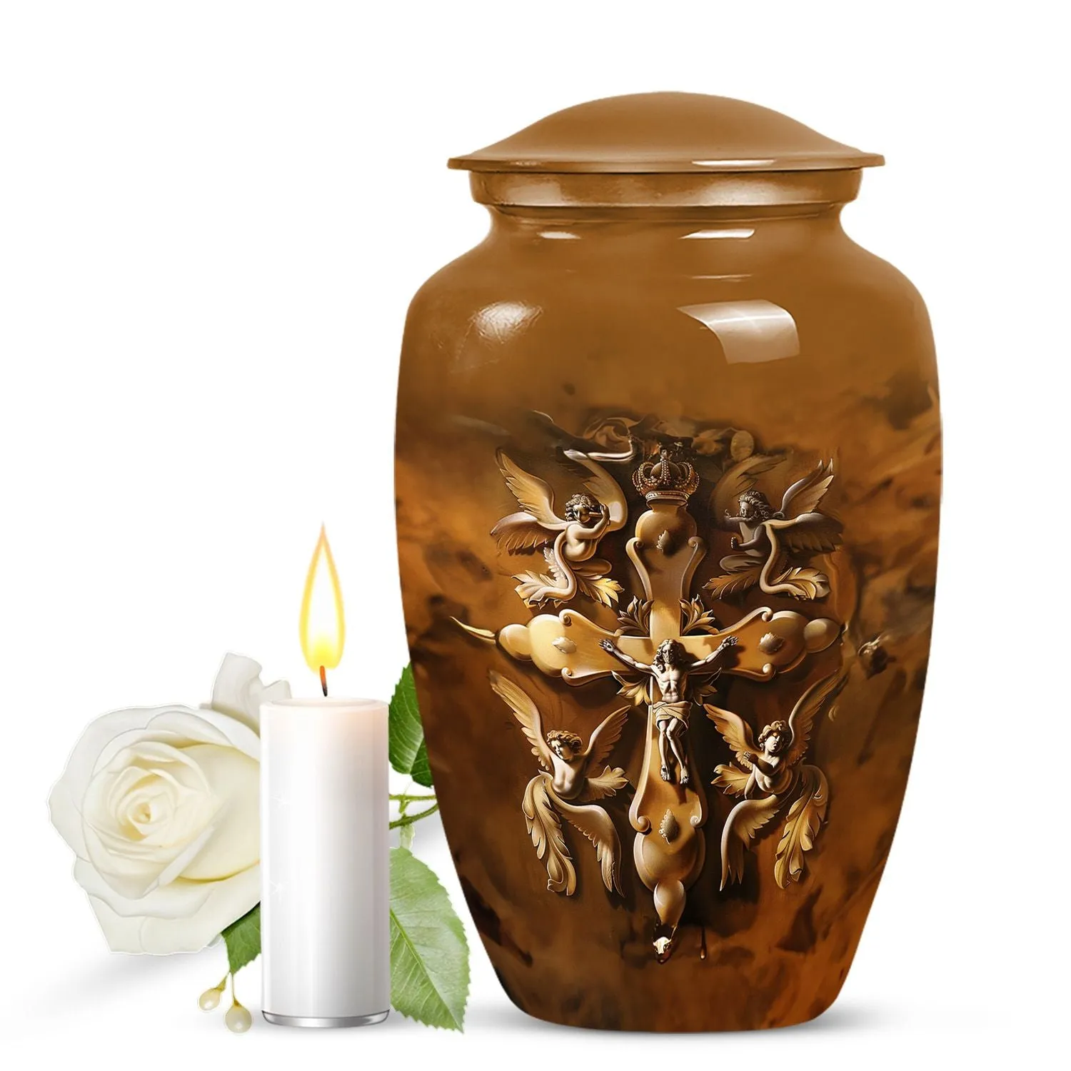 Catholic Urn for Ashes - Miniature Keepsake Urn For Human Ashes